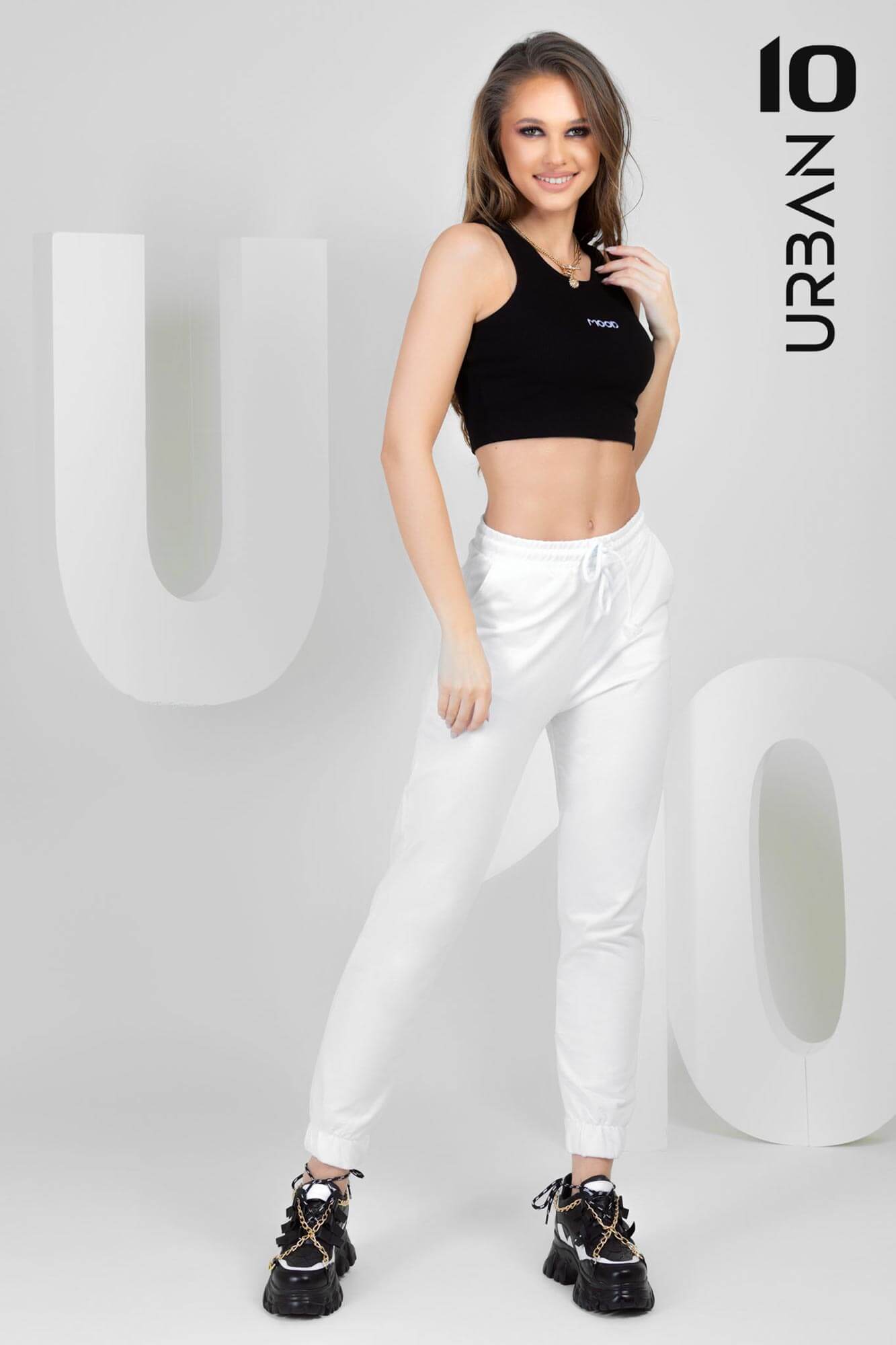 Set sport URBAN10 cu bustieră Mood negru-alb
